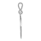 14K White Gold Claddagh Pendant with Polished Rhodium Finish 33mm